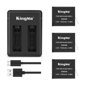 Accessoires 1150 MAH Originele Kingma Lithium -batterij voor Insta 360 X Camera +2 Slots USB -kabel snelle oplader voor Insta360 One X Accesses