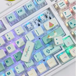 Accesorios 116 Las teclas brillan a través del pudín de verano PBT KeyCaps Crystal Transparent ASA Perfil para Cherry MX Switch Mechanical Gamer Keyboard