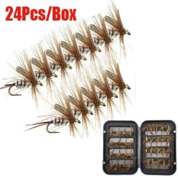 Accessoires 12 / 24pcs Mosquito Fly Fishing Flies Set Insect Baits For Trout Dry Fly Lere Kit Fishing Fishing # 12