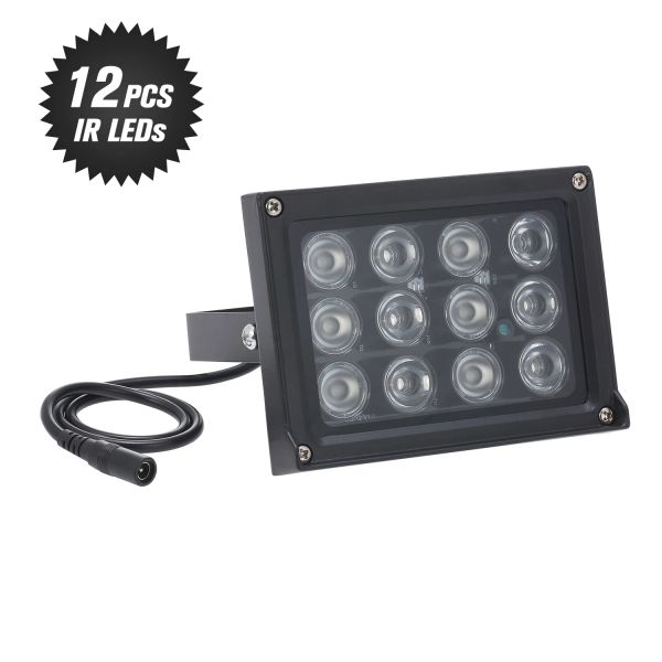 Accessoires 12 LED Illuminateur Light CCTV 50m IR infrarouge Vision nocturne Éclairage auxiliaire Emplacement extérieur pour la CCTV CAME DE SURVEILLANCE