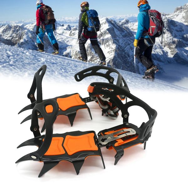 Accesorios 12 dientes crampones de hielo zapatillas de bota de nieve de invierno antecio de hielo picos de hielo picos de nieve tacos