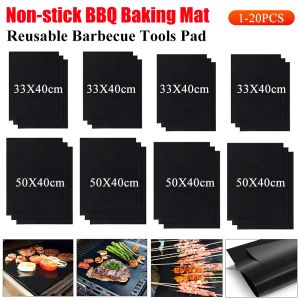 Accessoires 120 stks BBQ Outdoor Picknick Nitaanvals Veiligheidsoven Stoomboot Pizza Grill Mat herbruikbaar anti -aanbak hittebestendigheid Barbecue Bakkussen