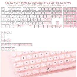 Accessoires 126 touches thème zoo pudding dyesub pbt keycaps cristal transparent sta profil for Cherry MX commutateurs keyboard de joueur mécanique