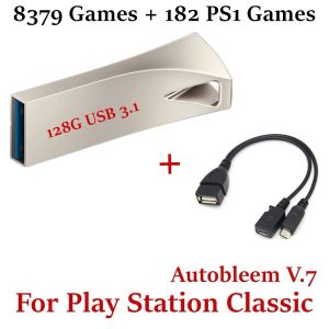 Accessoires 128 Go Flash Drive Udisk pour PlayStation Classic 8379 Jeux + 182 jeux PS1 PLIG PLAK AVEC MICRO USB OTG CABLE