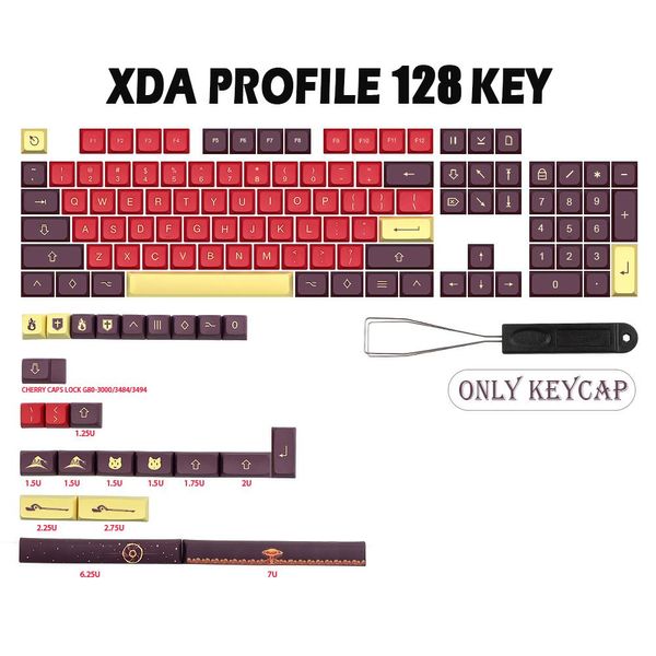Accessoires 128 touches Explosion Keycap pbt XDA Keycaps pour dz60/RK61/64/gk61/68/75/84/98/104 clavier mécanique gmk capuchon de clé 7u barre d'espace fendue