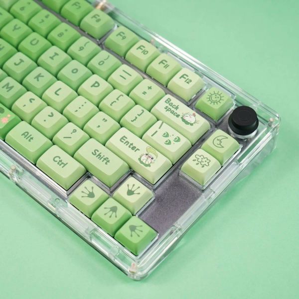 ACCESSOIRES 129KEYS FROG KEYCAP VERT LOTUS PAD THEME KEYCAP XDA PBT DYE SUBLIMATION KEYCAP DIY POUR 64/75/84/96/104/108 Le clavier mécanique