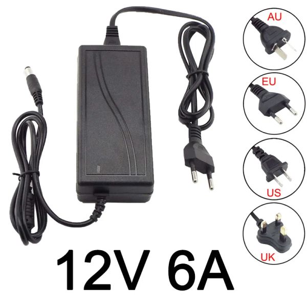 Accesorios 12V 6A 6000MA Fuente de alimentación AC DC Adaptador Convertidor Cargador 100240 Vled Transformador Carga de 12 Volt para LED Light CCTV Camera