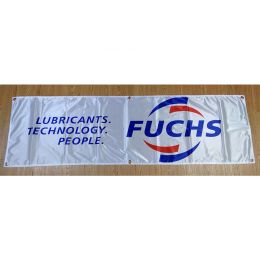 Accesorios 130GSM Material de poliéster 150d Fuchs Alto Tecnología Lubricantes Lubricantes Banner de aceite 1.5*5ft (45*150cm) Flagal de publicidad