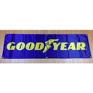 Accesorios 130GSM 150D Material de poliéster Goodyear Tires Banner 1.5 * 5 pies (45 * 150 cm) Publicidad decorativa Bandera de coche de carreras yhx329