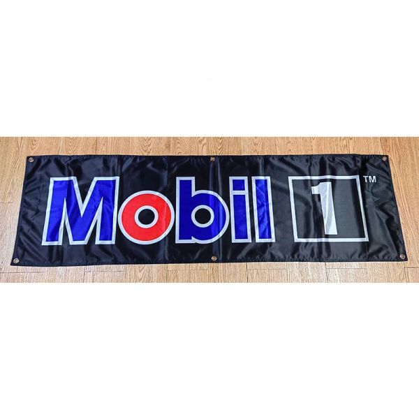 Accessoires en Polyester 130GSM 150D, bannière d'huile moteur Mobil 1, taille 1,5 pieds x 5 pieds (45x150cm), drapeau décoratif publicitaire yhx274