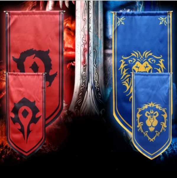 Accessoires 130x57cm WOW Version Alliance Lion Horde monde de la guerre craf jeu film grande Horde drapeau bannière Alliance Horde Cosplay