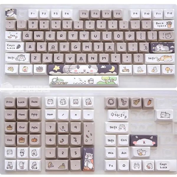 Accesorios 132 Llaves Lindo Tema de dibujos animados de mouse Capas de teclas de perfil XDA Inglés para 61/64/68/84/87/96/98/104 Capas de teclado mecánico