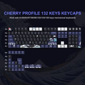 Accessoires 132 KEYS DYESUB Aangepaste PBT KeyCaps Cherry Profile KeyCap Geweldige Wave Japanse KeyCap voor Gateron MX Switches Mechanical Toetsenbord