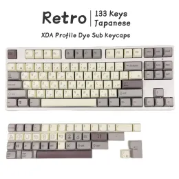 Accessoires 133 touches Retro Keycaps japonais PBT XDA Profil Dye Sous-trait blanc minimaliste pour le clavier mécanique de jeu Clés de bricolage personnalisés