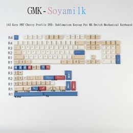 Accesorios 142 Cayos PPT KeyCaps GMK SOYAMILK CHERRY DYESUBEMATION KeyCap para teclado mecánico GK61 GH60 con 1.75U 2U SHIFT ISO ISO