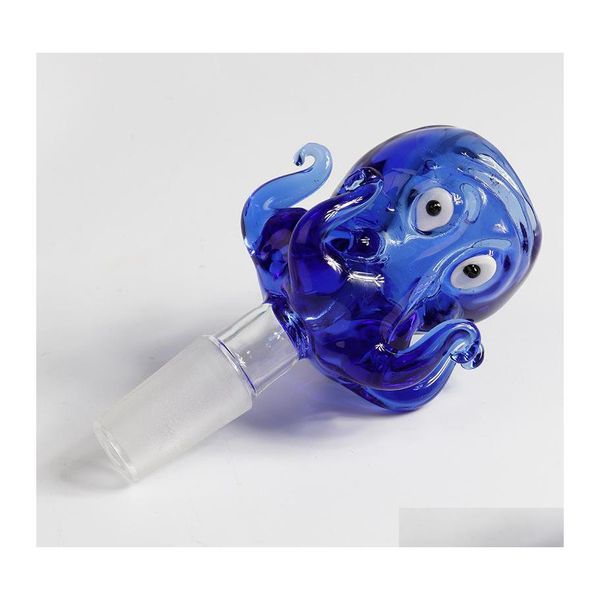 Accesorios 14 mm 18 mm Tazón de vidrio Estilo pulpo Tazones de Pyrex gruesos con colorf Azul Tabaco Hierba Agua Bong Pieza para fumar 474 S2 D DHZ2R