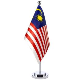 Accessories 14x21cm Malaysia Desk Small Country Banner Meeting Room Boardroom Table Standing Pole The Jalur Gemilang National Flag