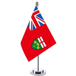 Mini drapeau du territoire canadien, accessoires 14x21cm, bannière, support de bureau pour salle de réunion avec poteau, signe du drapeau de l'Ontario