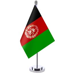Accessoires 14x21 cm Bureau Bureau Drapeau de l'Afghanistan Salle de réunion Table Stand Pole Le drapeau national de l'Afghanistan Ensemble Décoration de salle de réunion
