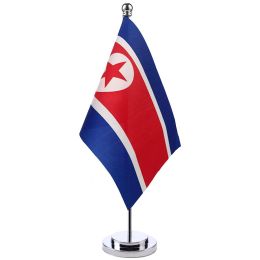 Accessoires 14x21cm bureau petit pays de la corée du nord bannière salle de réunion table de conférence poteau debout le drapeau nord-coréen