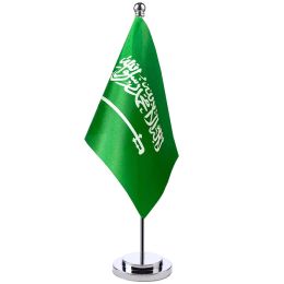 Accesorios, escritorio de Arabia Saudita de 14x21cm, cartel pequeño de país, sala de reuniones, mesa de juntas, poste de pie, bandera nacional de Arabia Saudita