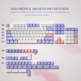 Accessoires 150 Key White Purple PBT KeyCaps DSA Profiel DoubleShot Customs Diy Key Cap voor Cherry MX Switches Mechanical Gaming Toetsenbord