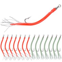 Accessoires 15 stcs Eel Visserij Lures Long Shank Offset Octopus Fishing Hook met vat Swivel Bass Aas Worm kunstmatige kunstaas 7/0 10/0