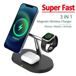Accessoires 15W 3 en 1 support de chargeur sans fil magnétique pour iPhone 13 12 Pro Max Apple Watch Station de chargement Safe Charging pour iwatch 7 6