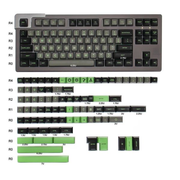 Accessoires 170 touches Aifei vert miroitant Keycap bicolore moulage SA profil clavier mécanique correspondant à la disposition 64/84/960