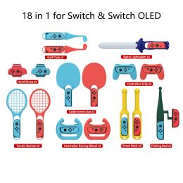 Accessoires 18 in 1 voor Nintendo Switch Sports Control Joycon Polsbandje Tennis Racket Fitness Leg Strap Sword Game Switch OLED Accessoires