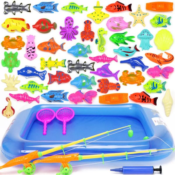 Accessoires 1852pcs Jouets de pêche magnétique pour enfants avec une piscine iatable Net Magnet Passing Toys Funny Classic Toys for Children Gift