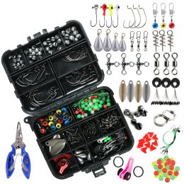 Accessoires 188pcs/Box Carp Fishing Tackle Kit inclusief boilie aasschroef accessoires haken haken anti wirwar mouwen haakstoppalen