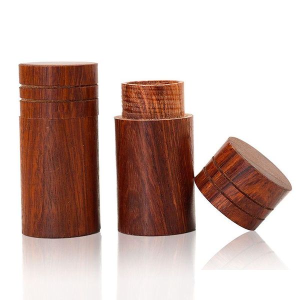 Accessoires 1L Boîte De Rangement En Bois Portable Ménage Fumer Mini Boîtes À Tabac En Bois De Santal Naturel Forte Étanchéité 60X30Mm Drop Del Dhlfh