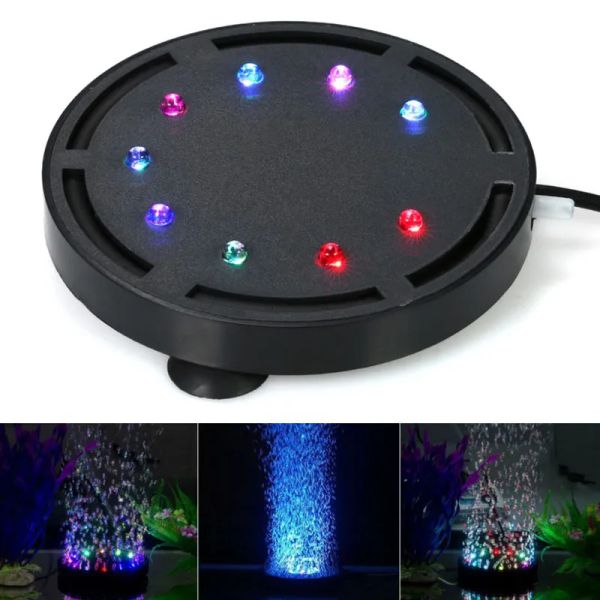 Accesorios 1 pieza Barra de burbujas de piedra de aire para acuario con luz LED Bomba de oxígeno subacuática Acuario Pecera Aireador Bomba Piedra con ventosas