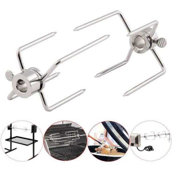 Accessoires 1pc en acier inoxydable Rôtre des fourches à viande Clamp Grill Papis de viande Barbecue Barbecue avec vis de verrouillage Réglages rapides