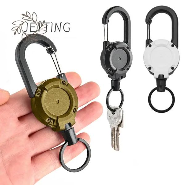 Accessoires 1pcs Antitheft Metal Easytopull Boucle Boucle Elastic Keychain Sporty Rettractable Key Ring Anti Lost Yoyo Ski Pass ID Card