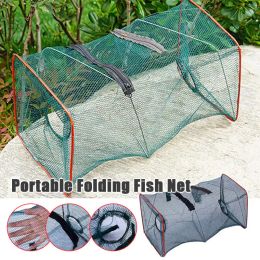 Accessoires 1pcs pêche pliable crevettes poisson crabe appât net piège coulée cage cage 2 trous