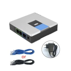 Accesorios 1Set VoIP Gateway 2 puertos SIP V2 Adaptador de voz de teléfono de Internet con cable de red para Linksys Pap2t Au/Eu/US/UK Plug