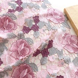 Accessoires 1yard prix creux tissu de dentelle soluble dans l'eau couleur tissu de broderie tridimensionnelle robe cheongsam vêtements tissu personnalisé