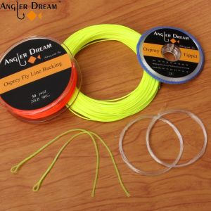 Accessoires 2/3/4/5/6/7/8 WT Fly Fishing Line Combo Weight Forward Floating Yellow Fly Line 20 / 30lb Backing Line Tippet Taperred Leader Boucle