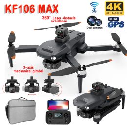 Accessoires 2022 Nouveau KF106 Max Dron 4K Professional HD Dual Camera 5G WiFi 3axis Gimbal Brushless Motor Rcolable RC Quadcopter KF106 Drone