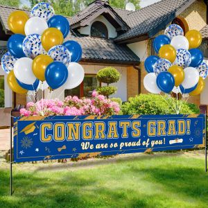 Accessoires 2023 Afstudeerbanner Decor Grote Congrats Grad Banners Klasse van 2023 Yard voor High School College Graduation Party Supplies