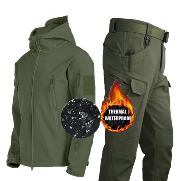 Accesorios 2023 impermeabilizando ropa de pesca hombres de invierno pantalones con capucha traje para acampar pantalones de caza pantalones a prueba de viento