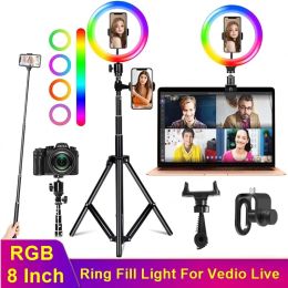 Accessoires 20cm RGB DIMMable LED SELIE SEALLIE REMPLAGE LETURE LETURE THEMPLE CAME PHOTOGRAPHIE POUR MALUP INFORTATION VIDÉO LIVE LIVE ARO DE LUZ PARA