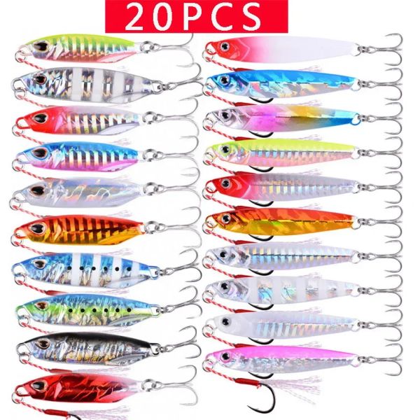 Accessoires 20pcs Quality Metal Cast Gabin Spoon Ensemble 20G 30G 40G 60G CHORE CASTING Jigging Fish Sea Bass Fishing Fishing Lure