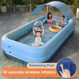 Accessoires 210 cm 3 Laag Automatisch Oorde Zwembad Grote zwembaden voor familie Verwijderbare kinderpool Ocean Ball PVC Bath Kids