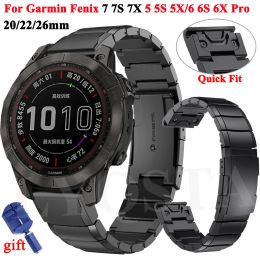 Accessoires 22/26 mm roestvrijstalen horlogebandriem voor Garmin Fenix 7 7S 7x 6 6x Pro 5 5x 3HR 935 Smartwatch Band Quickfit EasyFit Bracelet