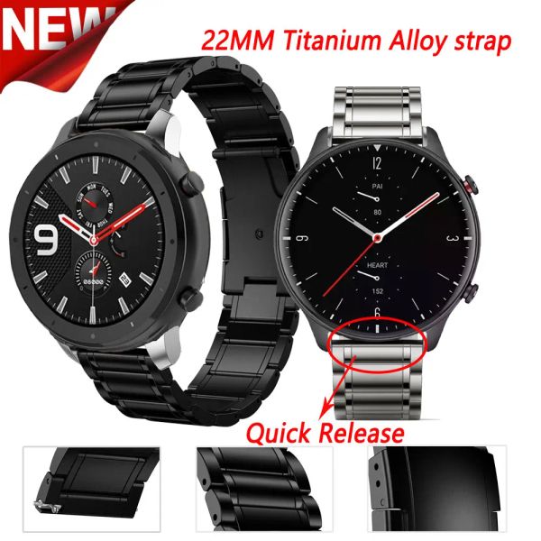 Accessoires Bracelet en alliage de titane 22 mm pour Xiaomi Huami Amazfit GTR 47 mm 2E 2/2S Bracelet de sport Garmin Vivoactive 4 Huawei Watch 3 TicWatch Pro