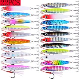 Accessoires 22pc Super Quatity Metal Casting Jig Set 40G 30G 20G 17G 10G7G Shore Drag Cast Jigging Spoon Fishing Lure Lure Artificial Bait Tackle