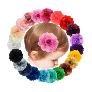 Accessoires 22pcs / lot 3 pouces tissu satiné bouffés fleurs fleurs de cheveux Clips Hairpins For Kids Girls Fashion Headswear